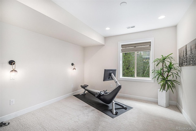 7033 E Lake Cir, Centennial, CO 80111 - exercise room featuring recessed lighting, visible vents, baseboards, and carpet floors