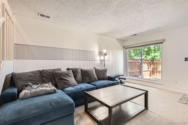 2896 W 119th Ave, Westminster, CO 80234 - carpeted living room featuring a textured ceiling