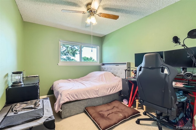 2896 W 119th Ave, Westminster, CO 80234 - carpeted bedroom featuring a textured ceiling, an office area, and a ceiling fan