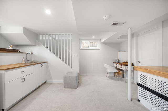 4401 Vrain St, Denver, CO 80212 - bar with light carpet, stairway, and recessed lighting