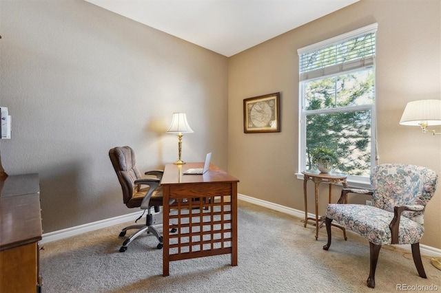 office featuring baseboards and carpet floors