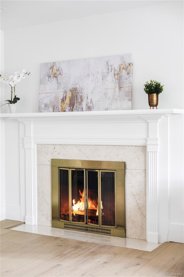 3930 S Hillcrest Dr, Denver, CO 80237 - detailed view of a fireplace and wood finished floors