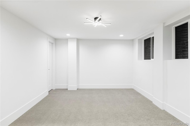 3930 S Hillcrest Dr, Denver, CO 80237 - finished below grade area with carpet flooring and recessed lighting