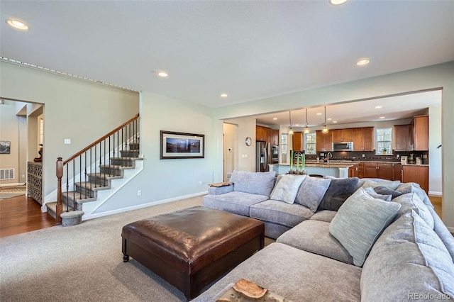 view of carpeted living room