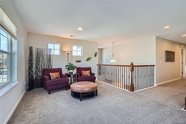 sitting room featuring carpet