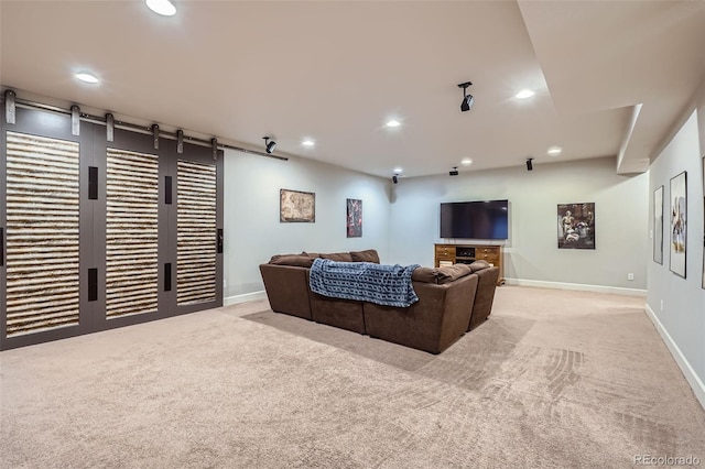 view of carpeted home theater room