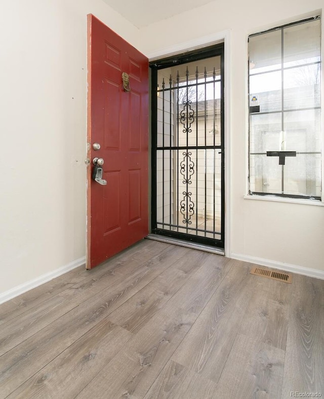 foyer with light hardwood / wood-style flooring