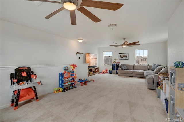 18173 E 104th Way, Commerce City, CO 80022 - rec room with a ceiling fan and carpet flooring