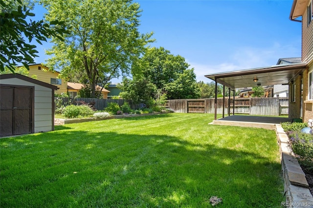 6240 W 110th Pl, Westminster, CO 80020 - fenced backyard with a storage unit