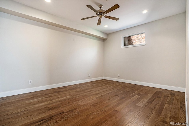 4258 Tennyson St Unit 101, Denver, CO 80212 - empty room with dark wood finished floors, a ceiling fan, and recessed lighting