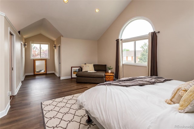8160 W Phillips Ave, Littleton, CO 80128 - bedroom featuring lofted ceiling and dark wood-style floors