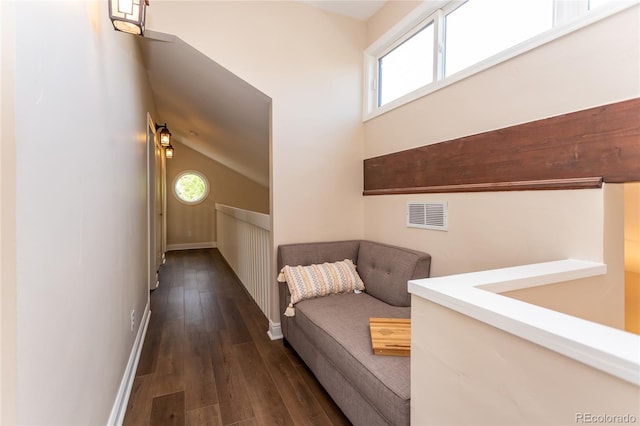 8160 W Phillips Ave, Littleton, CO 80128 - hall featuring dark wood-type flooring, plenty of natural light, and vaulted ceiling