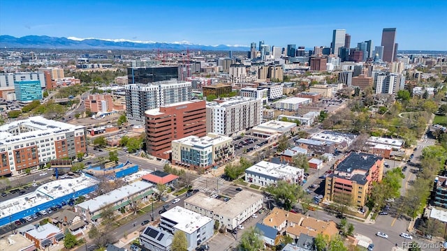 590 N Logan St Unit 303, Denver, CO 80203 - drone / aerial view featuring a city view and a mountain view