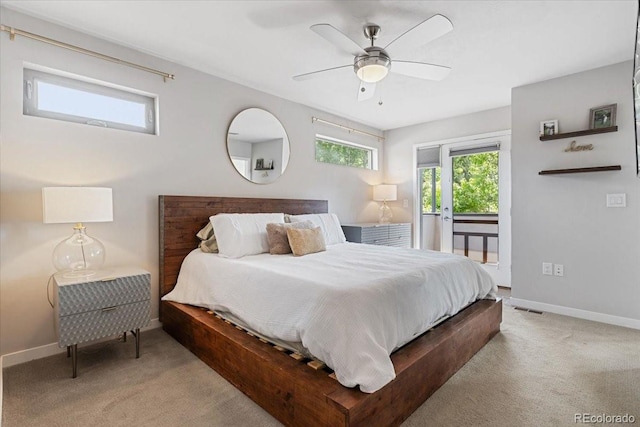 2420 S Gilpin St, Denver, CO 80210 - bedroom with access to exterior, carpet flooring, and ceiling fan