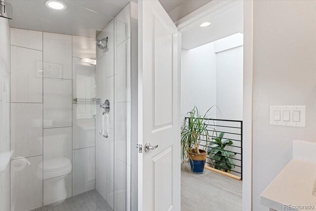 2420 S Gilpin St, Denver, CO 80210 - full bathroom with a stall shower, recessed lighting, and vanity