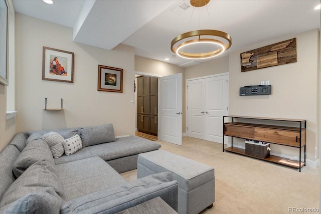 2420 S Gilpin St, Denver, CO 80210 - living room featuring carpet floors and recessed lighting