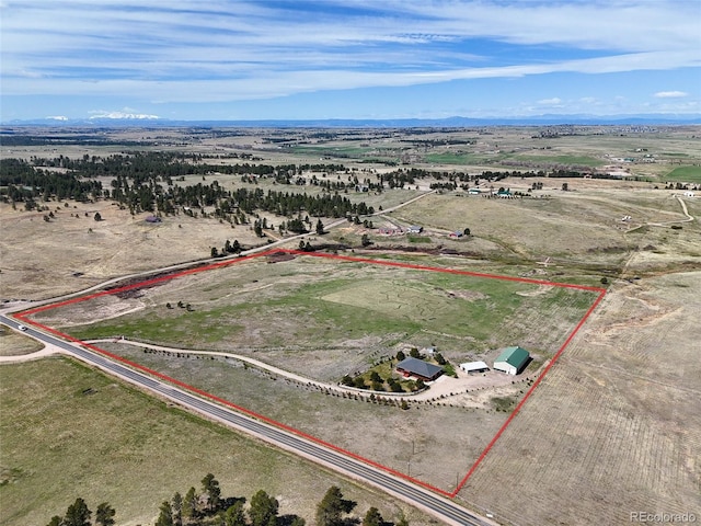 aerial view featuring a rural view