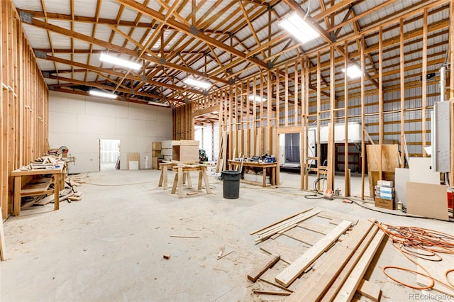 misc room with lofted ceiling