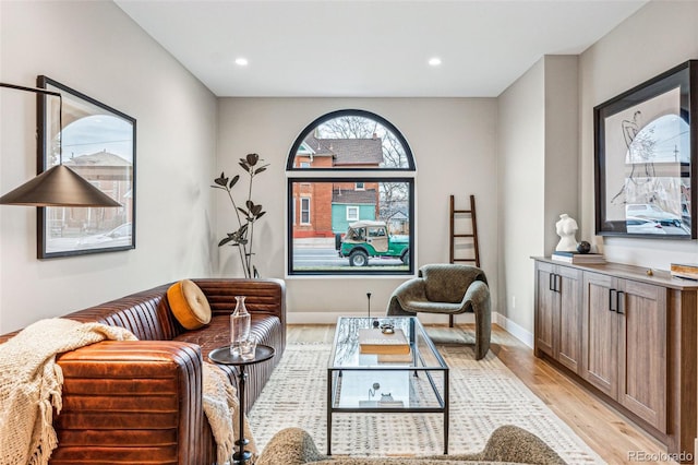 living area featuring light wood-type flooring