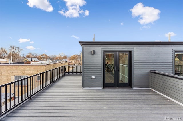 wooden deck with french doors