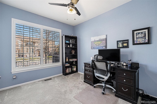 860 Bristle Pine Cir Unit A, Highlands Ranch, CO 80129 - carpeted office featuring ceiling fan and baseboards