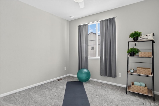 19629 W 93rd Dr Unit C, Arvada, CO 80007 - workout room featuring carpet floors and a ceiling fan