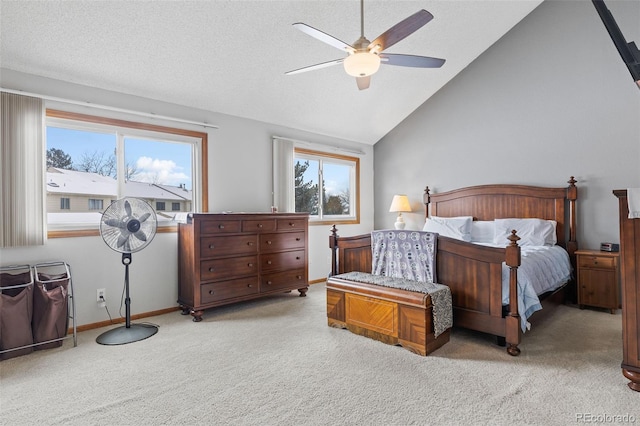 7624 S Cove Cir, Centennial, CO 80122 - bedroom featuring light colored carpet, vaulted ceiling, and ceiling fan