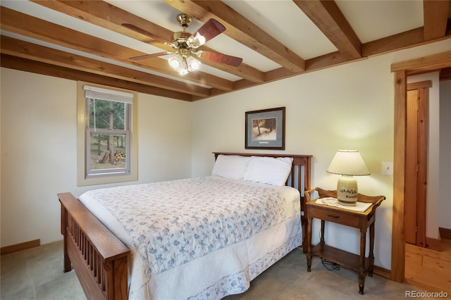 688 Obsidian Dr, Florissant, CO 80816 - carpeted bedroom featuring beam ceiling and ceiling fan
