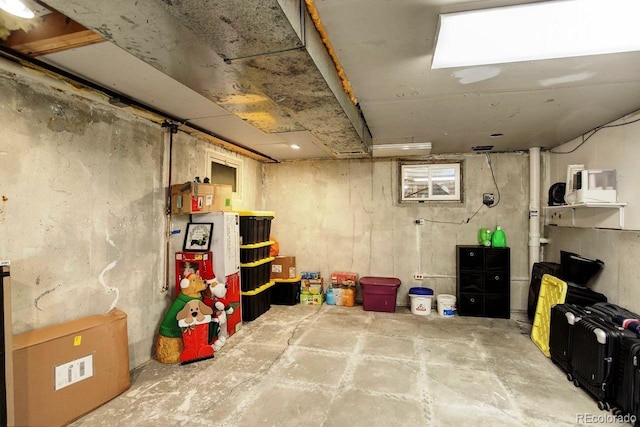 view of unfinished basement