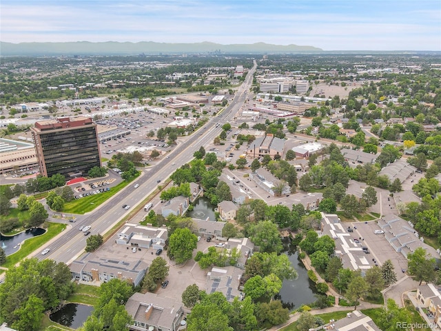 2840 S Kenton Ct, Aurora, CO 80014 - aerial overview of property's location with a water and mountain view