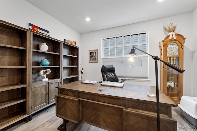 office area featuring light wood-type flooring