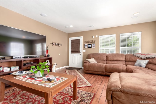 3505 Dinosaur St, Castle Rock, CO 80109 - living room with hardwood / wood-style floors and recessed lighting
