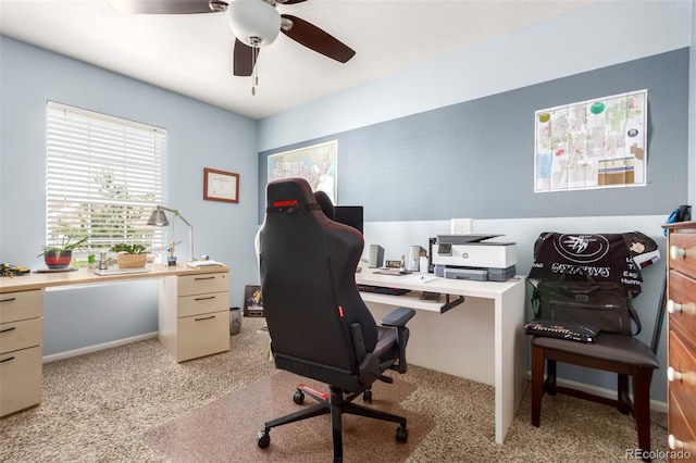 3505 Dinosaur St, Castle Rock, CO 80109 - home office featuring a ceiling fan and light colored carpet
