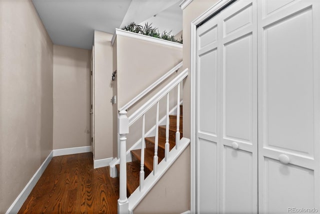 stairs with wood-type flooring