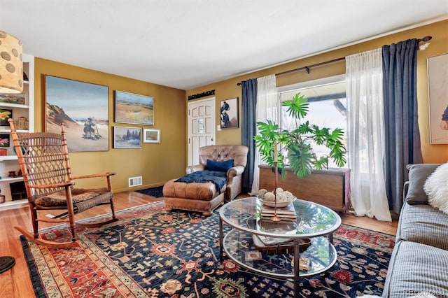 living room with hardwood / wood-style floors