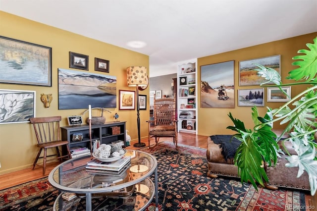 living area featuring hardwood / wood-style flooring