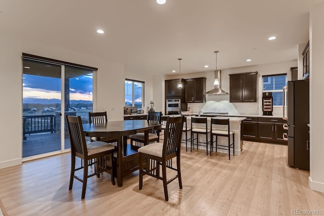 dining area with light hardwood / wood-style flooring