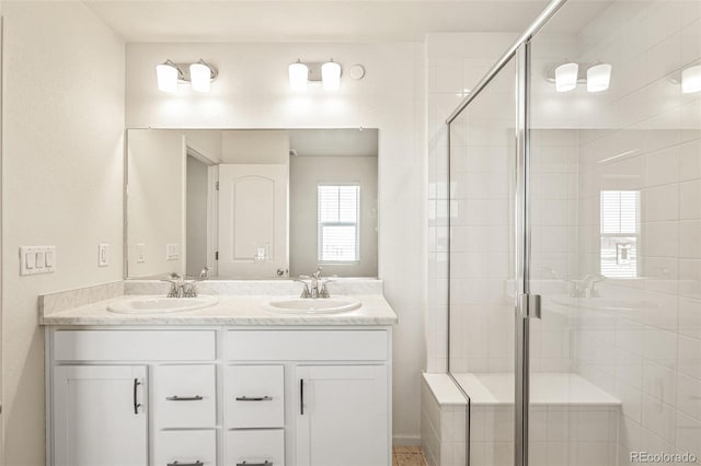 13458 E 111th Ave, Commerce City, CO 80022 - bathroom with a stall shower and double vanity