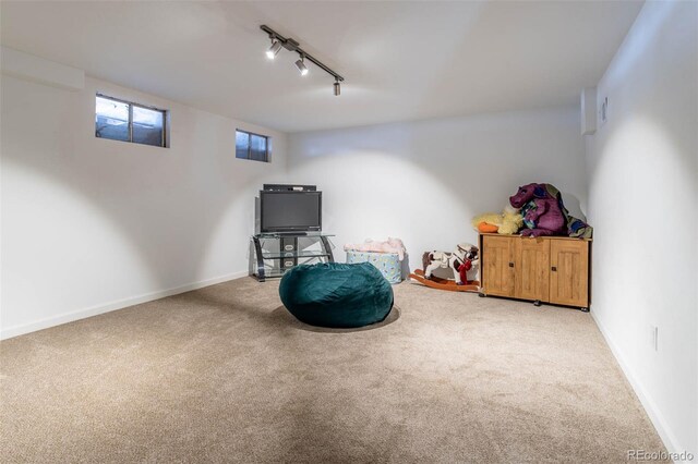 9486 Pelon Dr, Denver, CO 80260 - interior space featuring track lighting, carpet floors, and baseboards