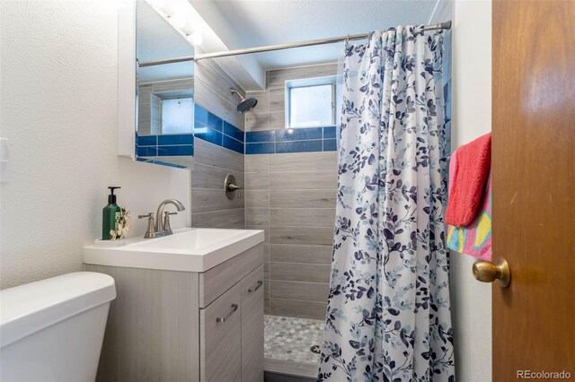 9486 Pelon Dr, Denver, CO 80260 - full bathroom with a shower stall, vanity, and toilet