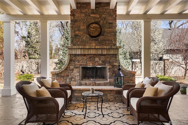 sunroom with plenty of natural light and beam ceiling