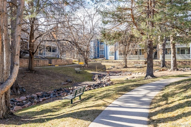 view of community with a lawn