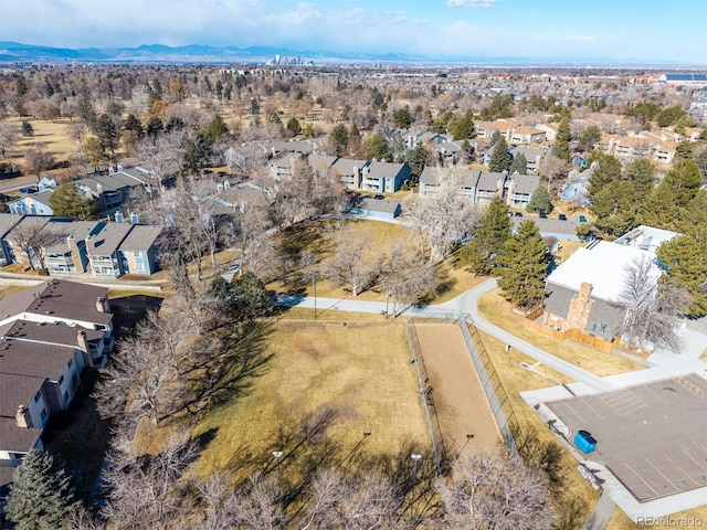 bird's eye view with a mountain view