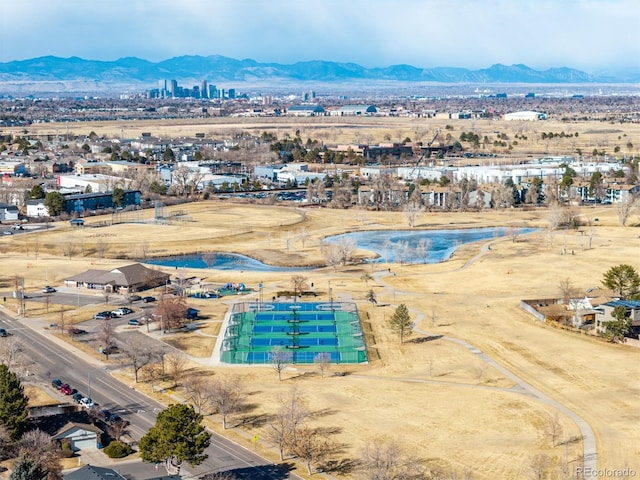 bird's eye view featuring a mountain view