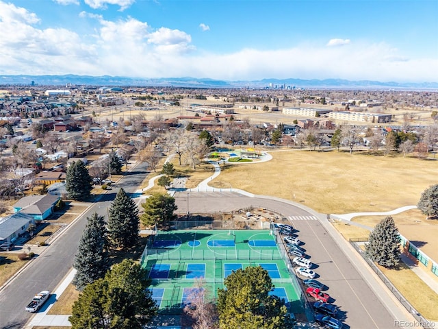 aerial view featuring a mountain view