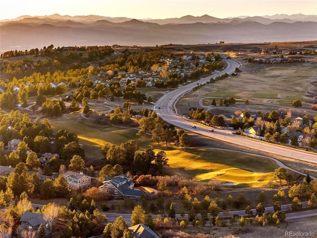 aerial view with a mountain view