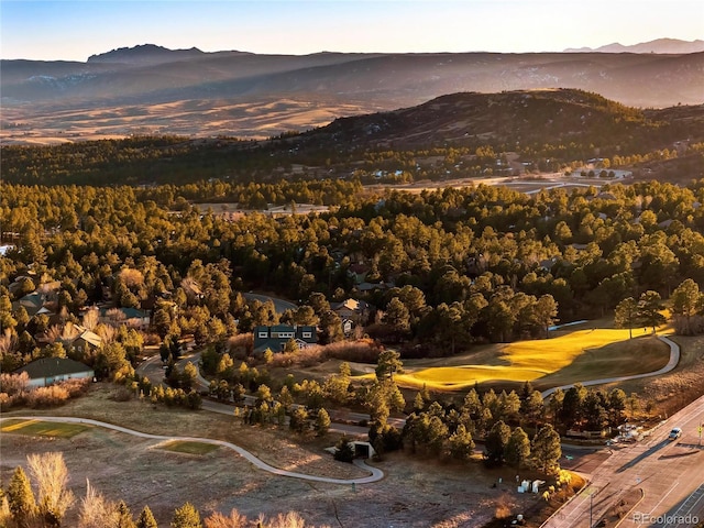 bird's eye view with a mountain view