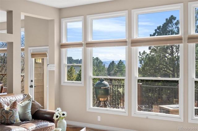 living room featuring baseboards