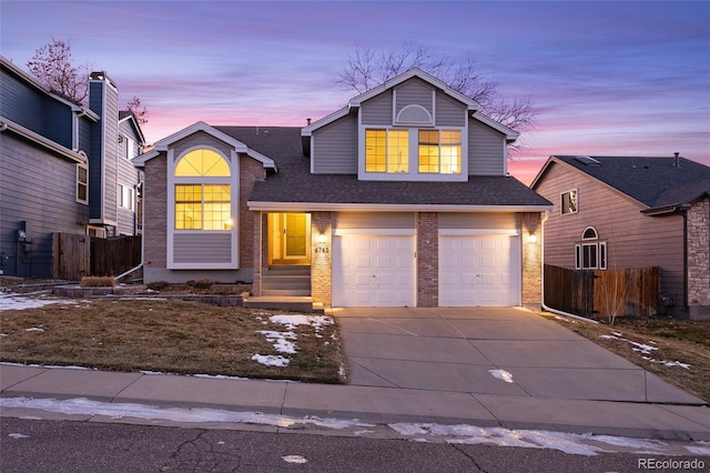 view of front property with a garage