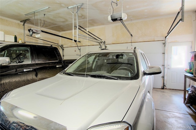 garage with a garage door opener